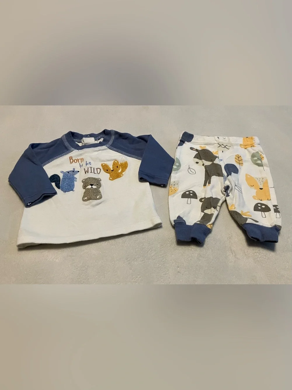 Navy and White Woodland/Mushroom Shirt and Pants Set